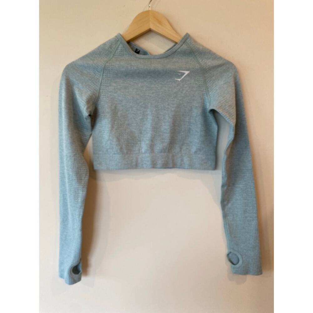 Gymshark Vital Seamless 2.0 Crop Top Light Green  Marl Women's Medium Activewear